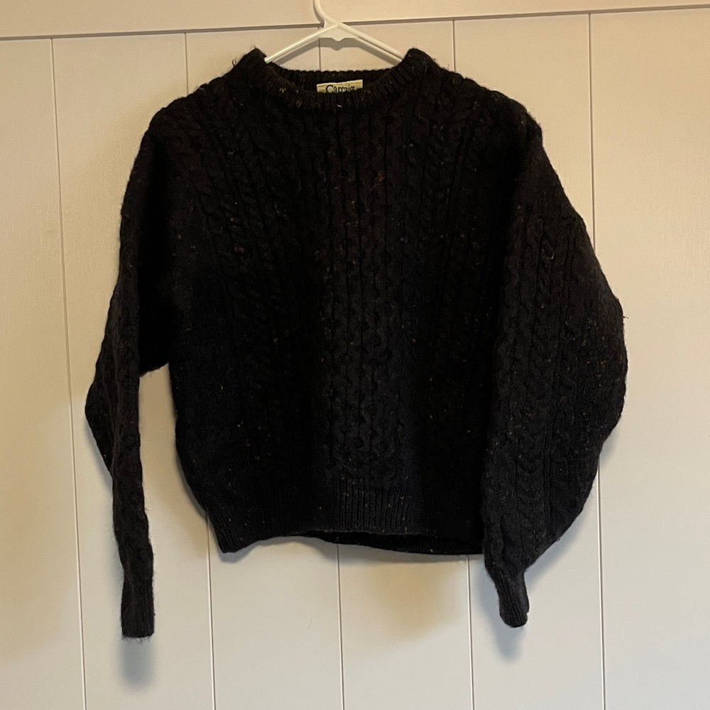 Classic Dark Charcoal Cable Knit Sweater